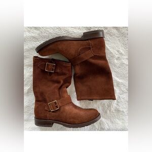 Veronica Frye Suede Moto Boots